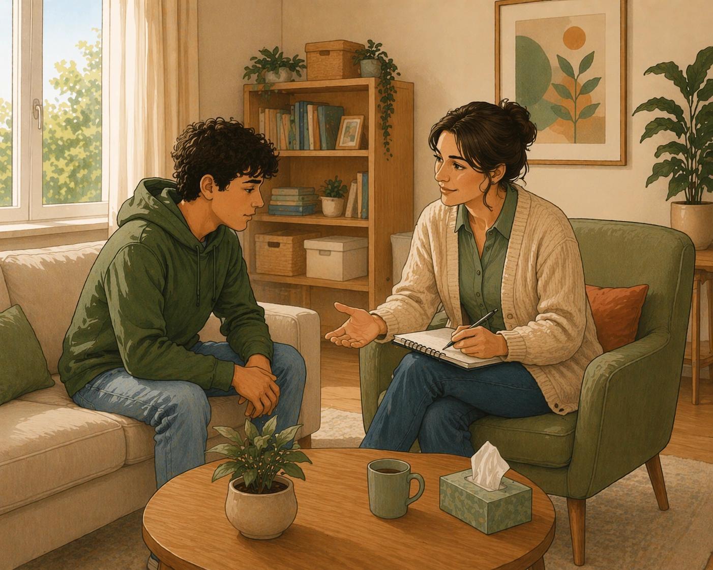 Fachkraft begleitet einen Jugendlichen individuell im Rahmen intensiver sozialpädagogischer Einzelbetreuung